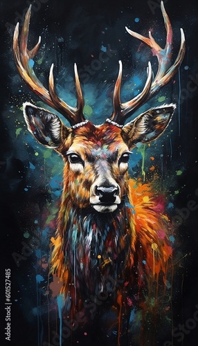 Deer Painting | Oil and Acrylic Painting of a Deer | Abstract | Woodland Animals | Created With Generative AI