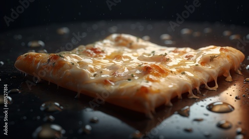 Attractive tasty pizza with melted stretching cheese, generative ai
