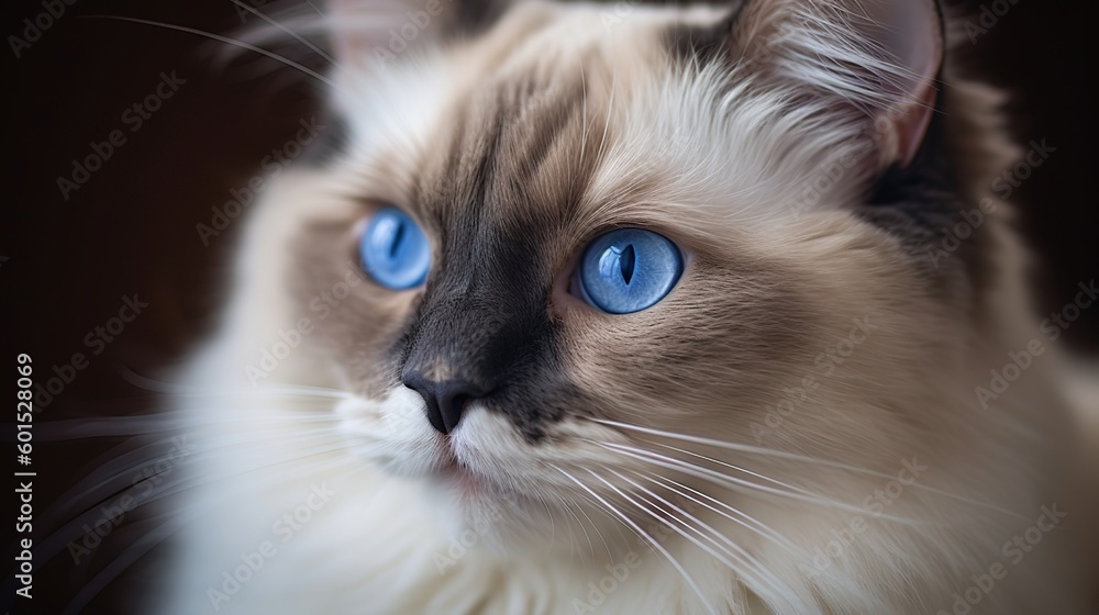 Graceful Elegance: Enchanting Ragdoll Cat with Piercing Blue Eyes
