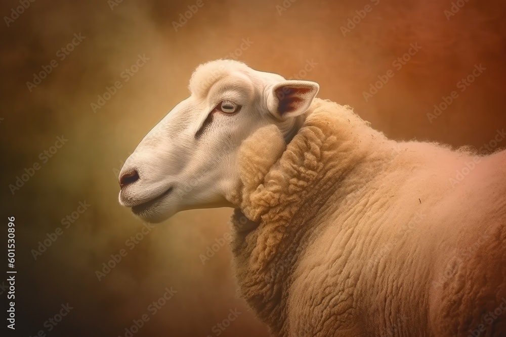 Fototapeta premium Close-Up of a Sheep in a Natural Environment Generative AI