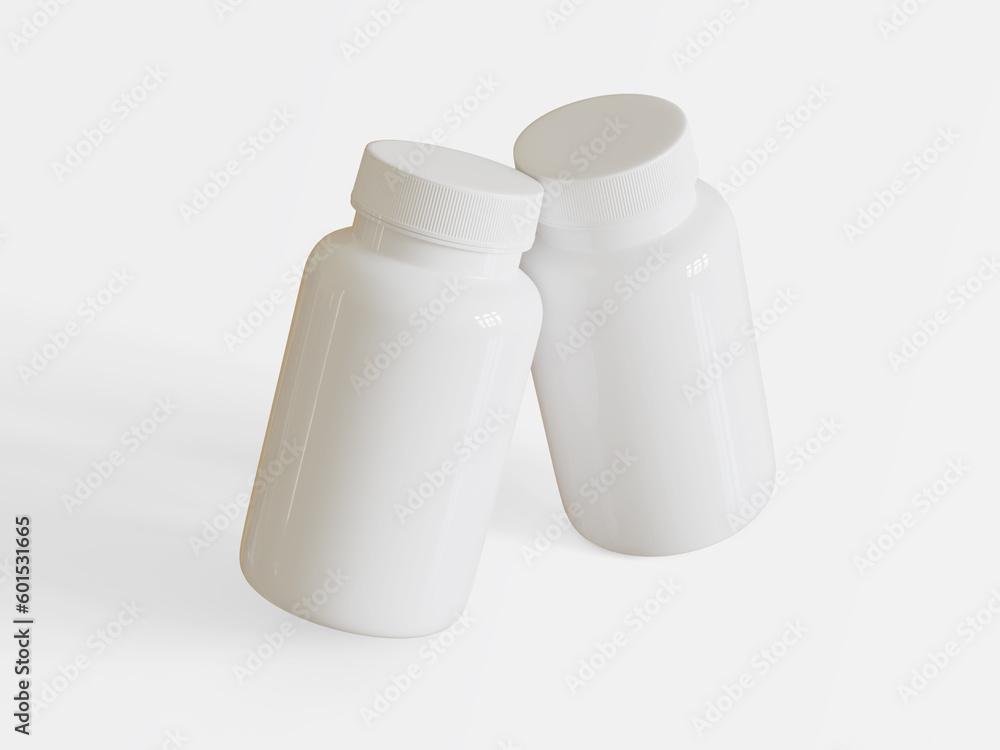 White bottle plastic with lid for pill or suplement White bottle plastic with lid for pill or suplement