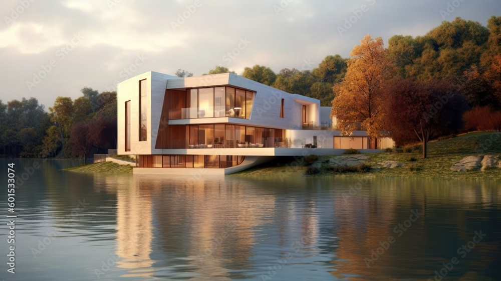 Obraz premium Modern House Design At River Ideas