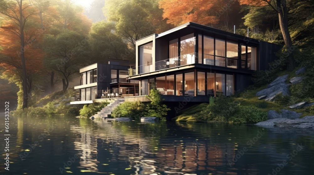 Obraz premium Modern House Design At River Ideas