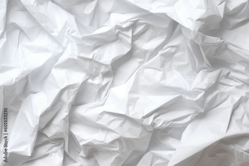 Seamless white crumpled paper background texture pattern. Tileable wrinkled high resolution arts and craft flat lay backdrop with copy space. 3d rendering created using generative AI tools Seamless white crumpled paper background texture pattern. Tileable wrinkled high resolution arts and craft flat lay backdrop with copy space. 3d rendering created using generative AI tools