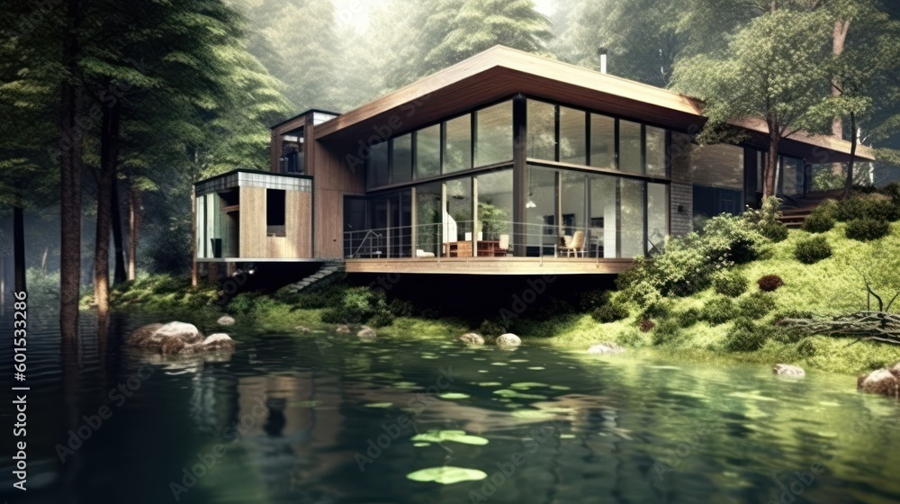 Obraz premium Modern House Design At River Ideas