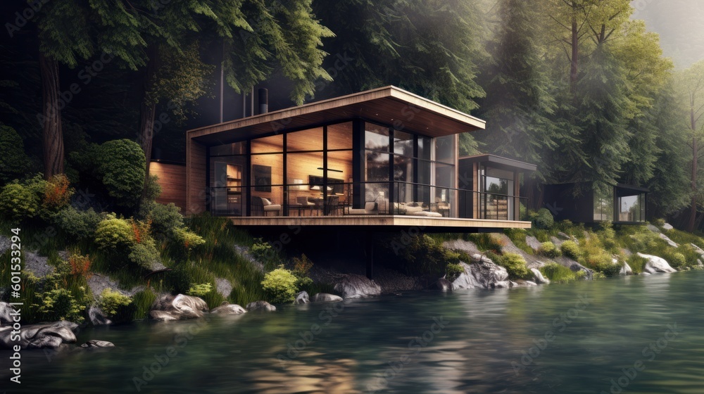 Obraz premium Modern House Design At River Ideas