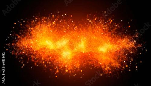 Orange-yellow isolated on a black background. High quality. Generative AI