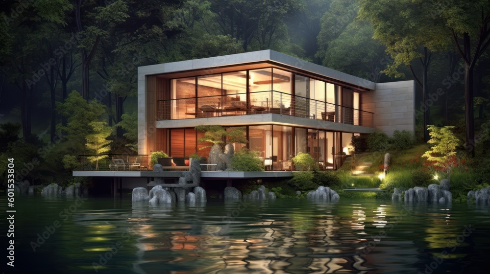 Obraz premium Modern House Design At River Ideas