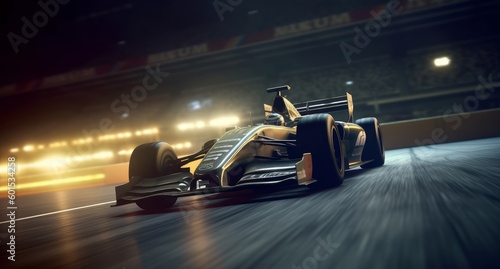 Racing track with a racing car. Racer in racing car, speed concept. Generative AI © ColdFire