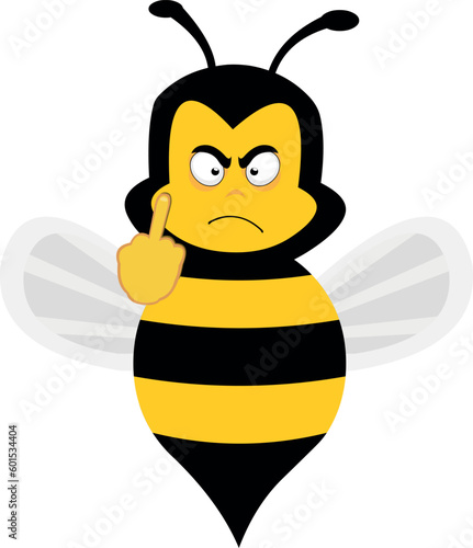 vector illustration bee cartoon doing the classic gesture of fuck you with your hand