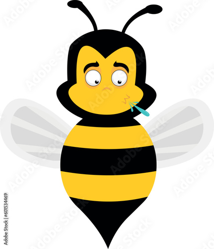 vector illustration of cartoon bee spitting saliva