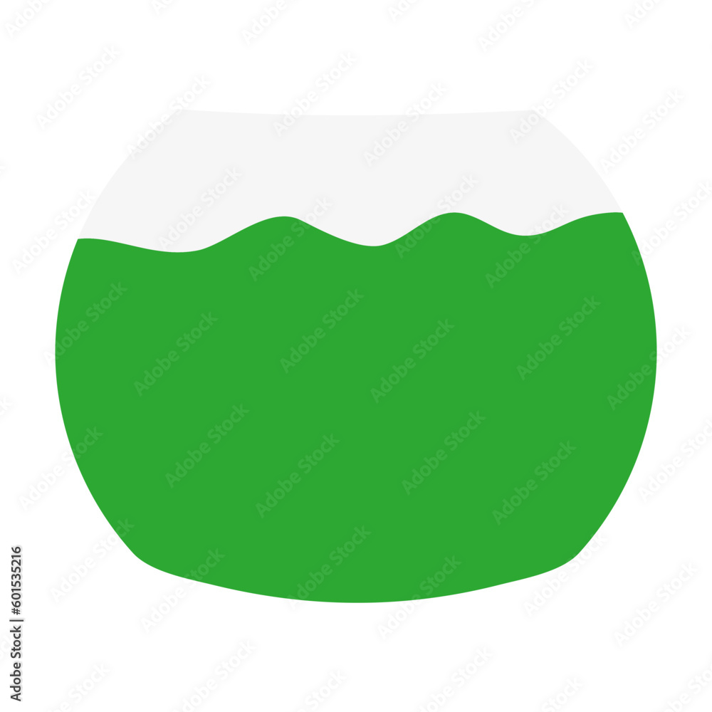Green coconut juice flat illustration