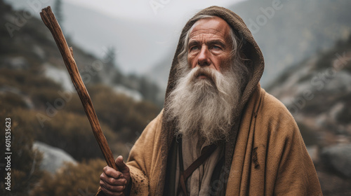 Fotografia Majestic Wilderness: Cinematic Portrait of Moses (Generative AI)