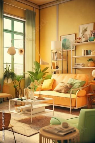 photo of Minimalist modern livingroom. AI generative