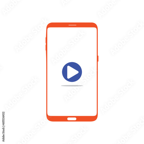 Smart phone logo design. mobile vector illustration with play button icon.