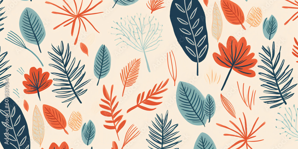 simple sketch pattern of plants on a delicate, plain background. Generative AI simple sketch pattern of plants on a delicate, plain background. Generative AI