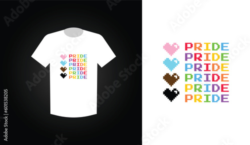 8-bit style pride word typography for t-shirts and printing materials. for pride month.