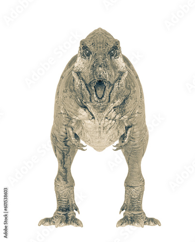 t-rex on blood in white background