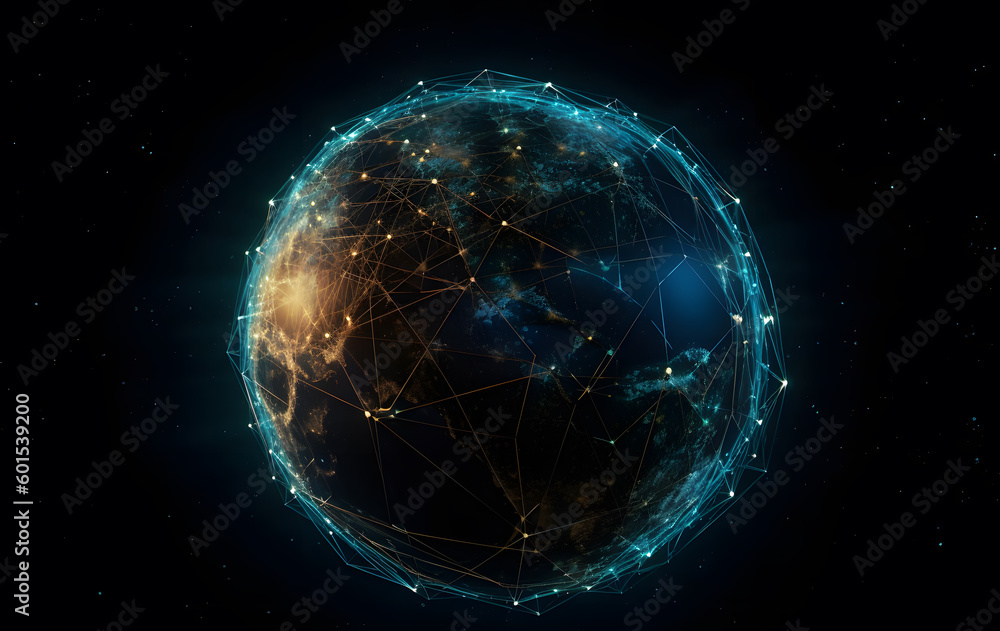 Obraz premium Digital telecommunication concept for internet business, Generative AI