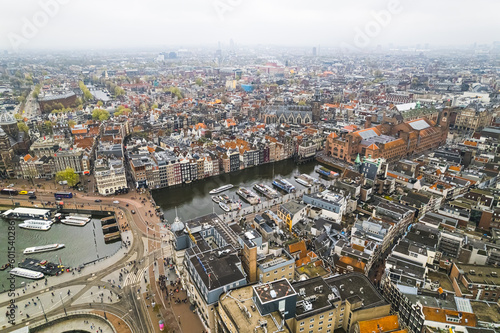 Amsterdam skyline panorama, view from above. High quality photo