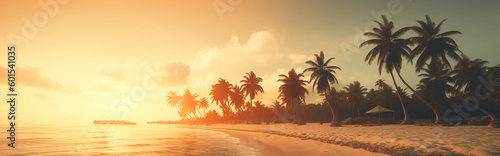 Canvastavla Generative Ai image of a beach at sunset