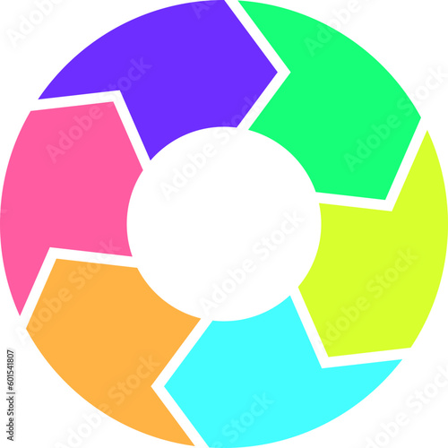 6 Sections Flow Chart Diagram
