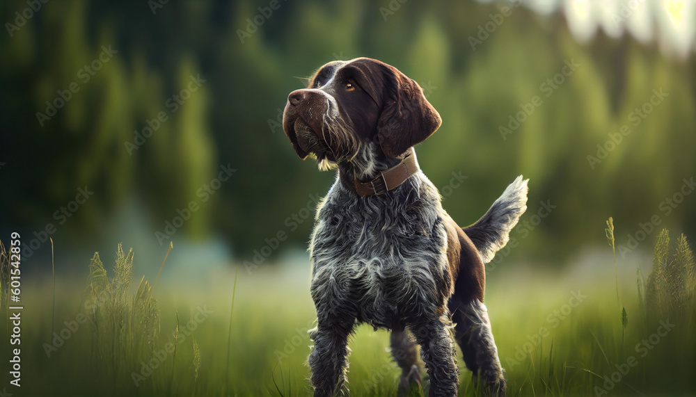 German Wirehaired Pointer Dog German Hunting Dog Generative AI
