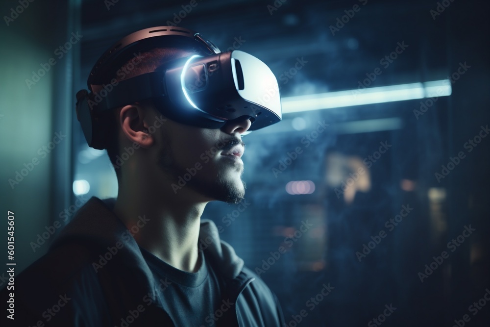 woman line future headset business glasses technology concept electronic virtual digital. Generative AI. woman line future headset business glasses technology concept electronic virtual digital. Generative AI.