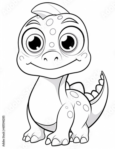 coloring page cute happy dinosaur