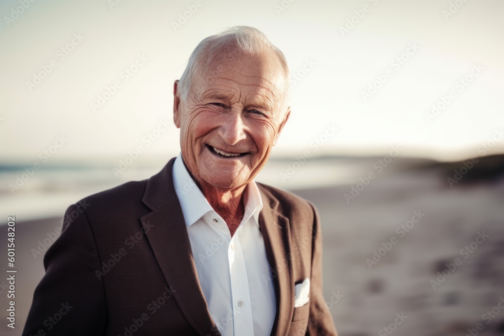 Portrait of smiling senior man on the beach at the day time