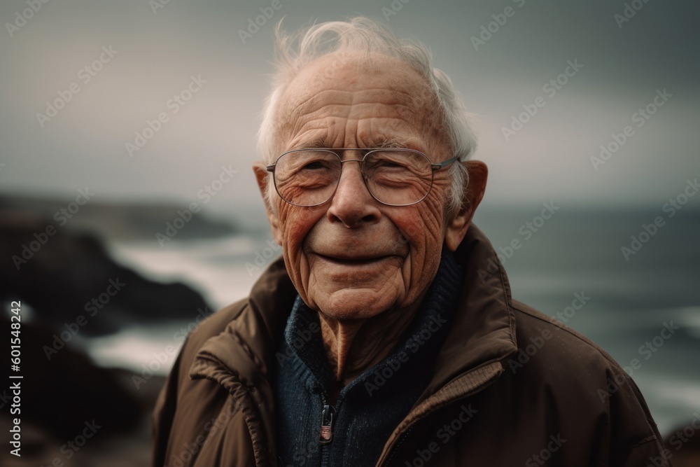 Portrait of an elderly man on the beach in the evening. Portrait of an elderly man on the beach in the evening.