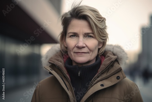 Portrait of a beautiful middle-aged woman in the city. © Hanne Bauer