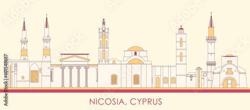 Cartoon Skyline panorama of city of Nicosia, Cyprus - vector illustration photo