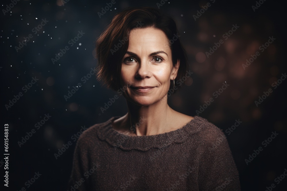 Portrait of a beautiful middle-aged woman in a brown sweater. Portrait of a beautiful middle-aged woman in a brown sweater.