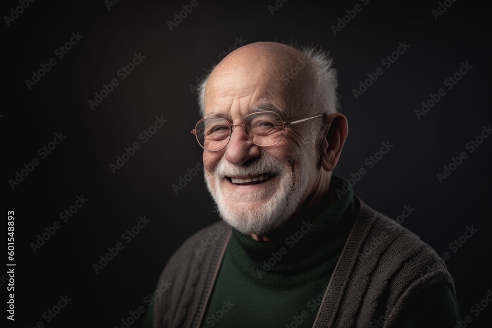 Portrait of a senior man on a black background. Studio shot. Portrait of a senior man on a black background. Studio shot.