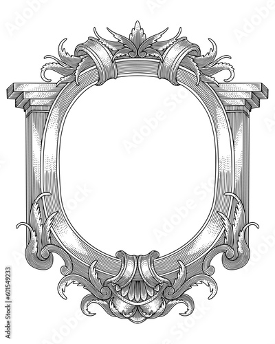 antique engraving frame monochrome style, Vector vintage illustation
