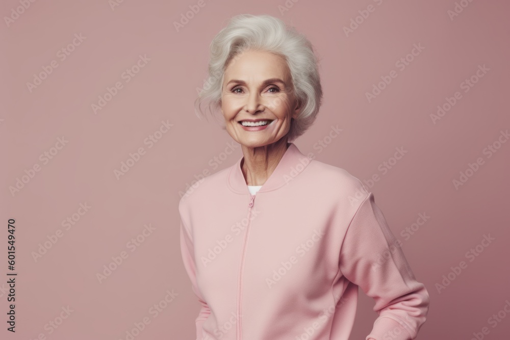 Portrait of smiling senior woman looking at camera isolated on pink background Portrait of smiling senior woman looking at camera isolated on pink background