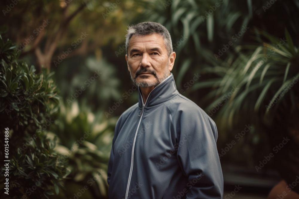 Portrait of a middle-aged man in sportswear outdoors