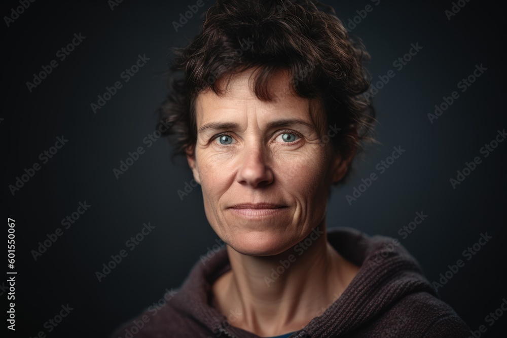 Portrait of a mature woman looking at the camera on a dark background Portrait of a mature woman looking at the camera on a dark background