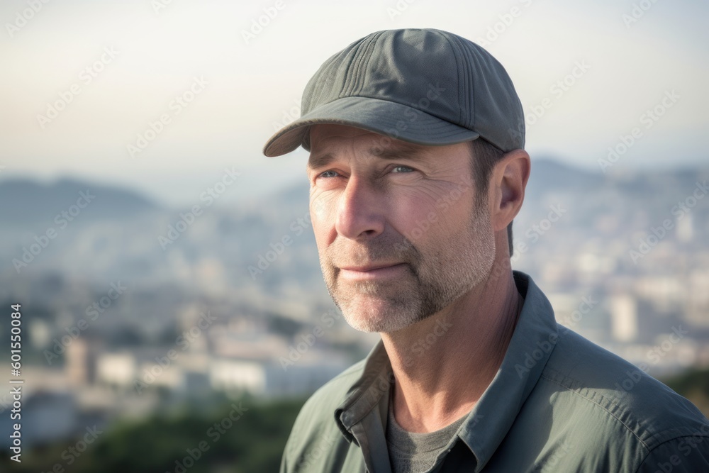 Portrait of a handsome middle-aged man wearing a baseball cap Portrait of a handsome middle-aged man wearing a baseball cap