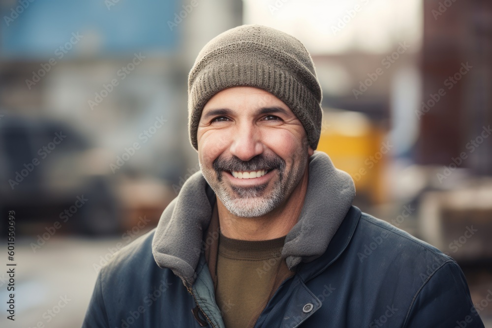 Portrait of a smiling middle-aged man on the street. Portrait of a smiling middle-aged man on the street.