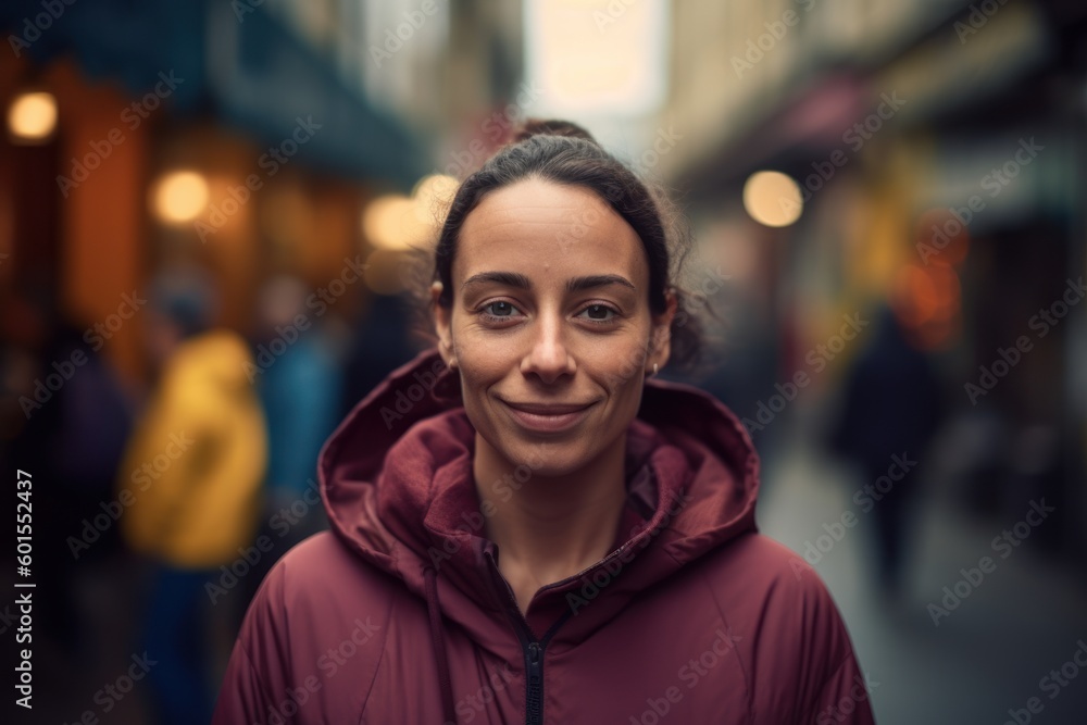 Portrait of a beautiful young woman in the city. Selective focus. Portrait of a beautiful young woman in the city. Selective focus.