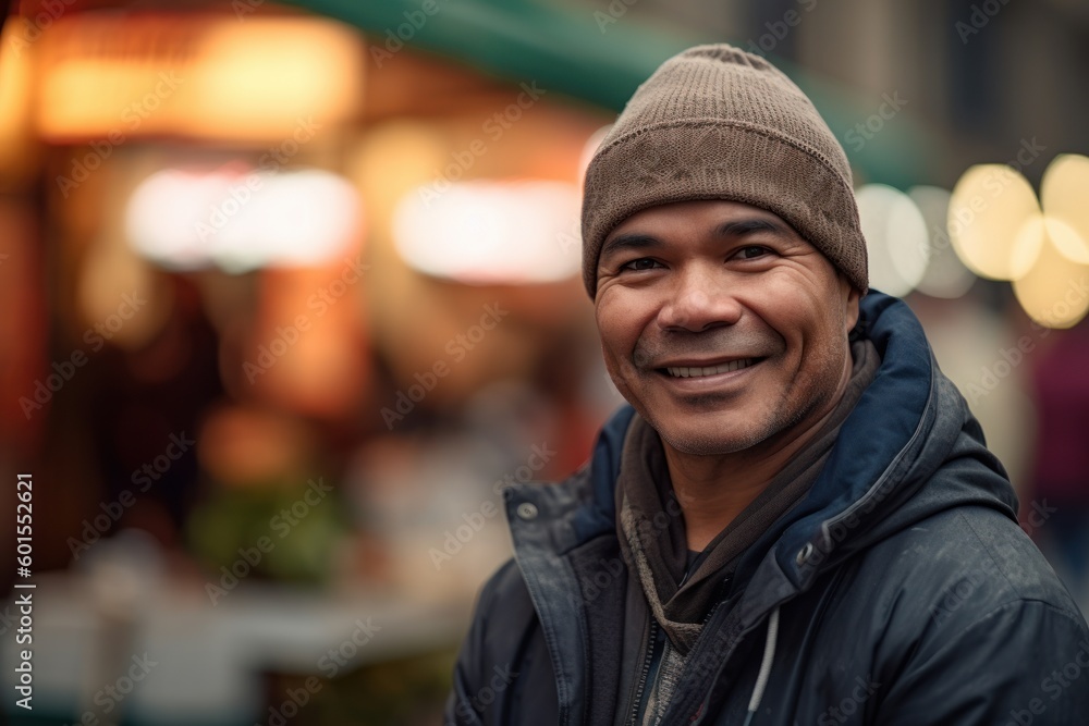 Portrait of a smiling asian man in the city at night Portrait of a smiling asian man in the city at night