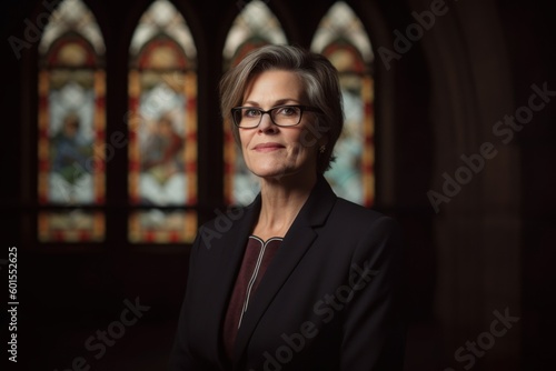 Portrait of a beautiful middle-aged woman in the church.