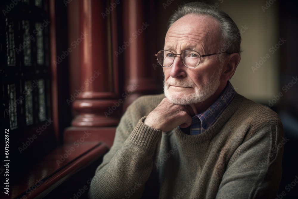Portrait of an elderly man with glasses in his 50s. Portrait of an elderly man with glasses in his 50s.