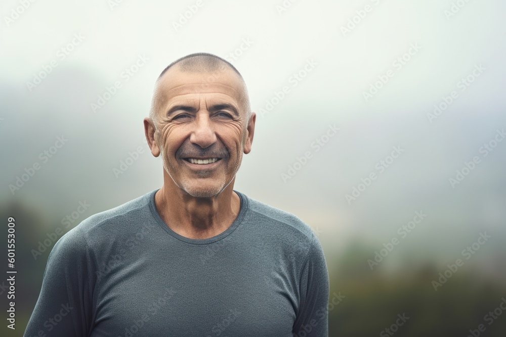 Portrait of a smiling middle-aged man wearing a grey t-shirt Portrait of a smiling middle-aged man wearing a grey t-shirt