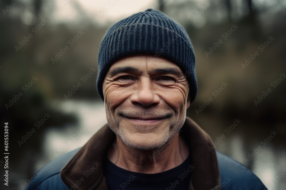 Portrait of a smiling senior man in a knitted cap. Portrait of a smiling senior man in a knitted cap.