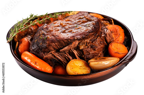 Pot roast in transparent background. Generative AI.