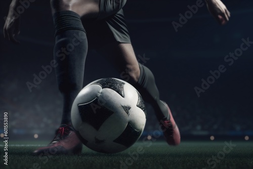 game stadium soccer competition football ball foot kick goal sport. Generative AI.