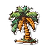 Cartoon sticker of a palm tree over white background. Generative AI illustration